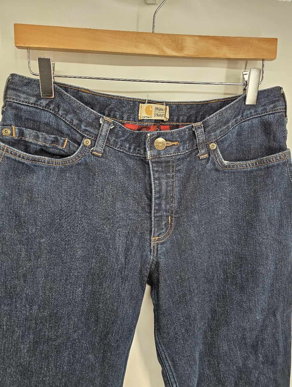 Carhartt 102729 Women's 12 Reg Blaine Flannel Lined Jeans Original Fit Straight